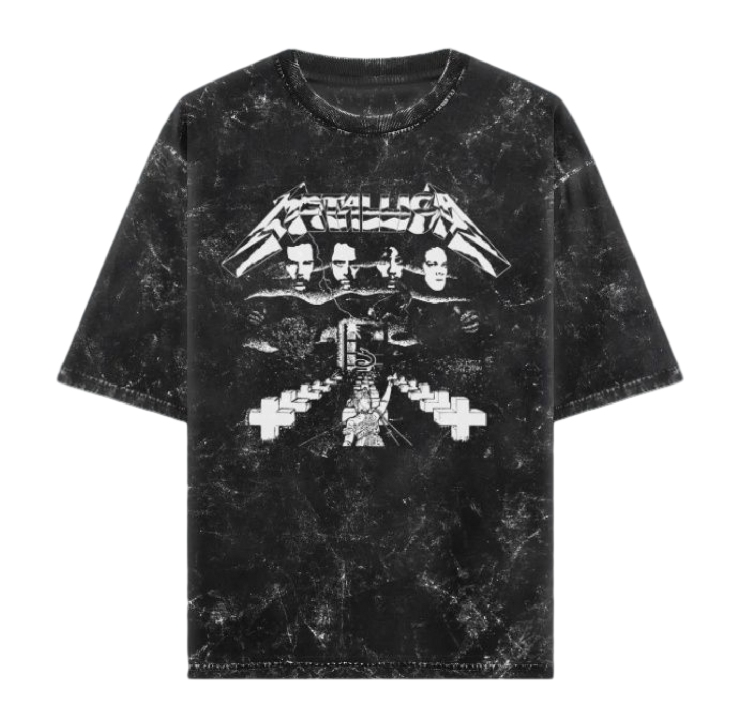 METALLICA Unisex Acid Washed Oversized Tee