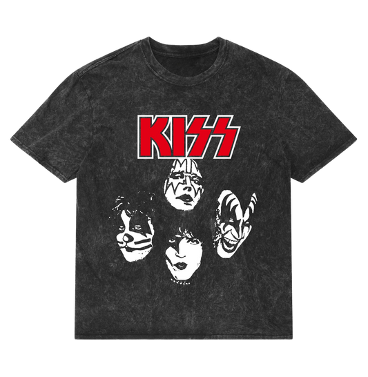 KISS 02 Acid Wash Oversized T Shirt