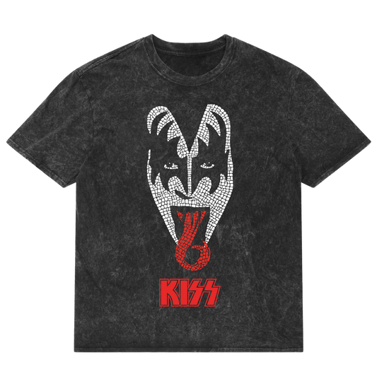 KISS 03 Acid Wash Oversized T  Shirt