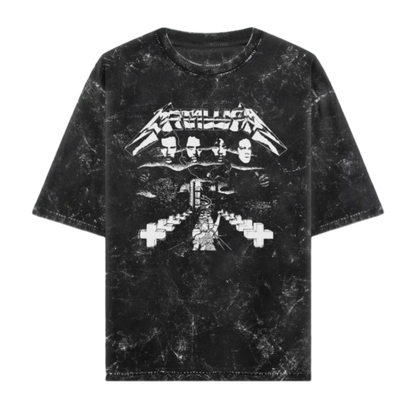 METALLICA Unisex Acid Washed Oversized Tee