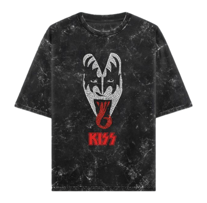 KISS Unisex Acid Washed Oversized Tee 2