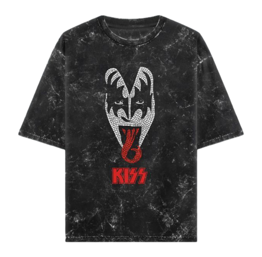 KISS Unisex Acid Washed Oversized Tee 2