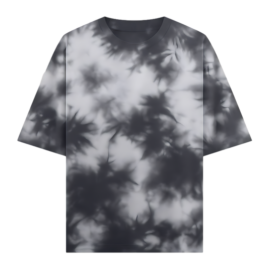 White/Black tie-dye oversized tee & shorts