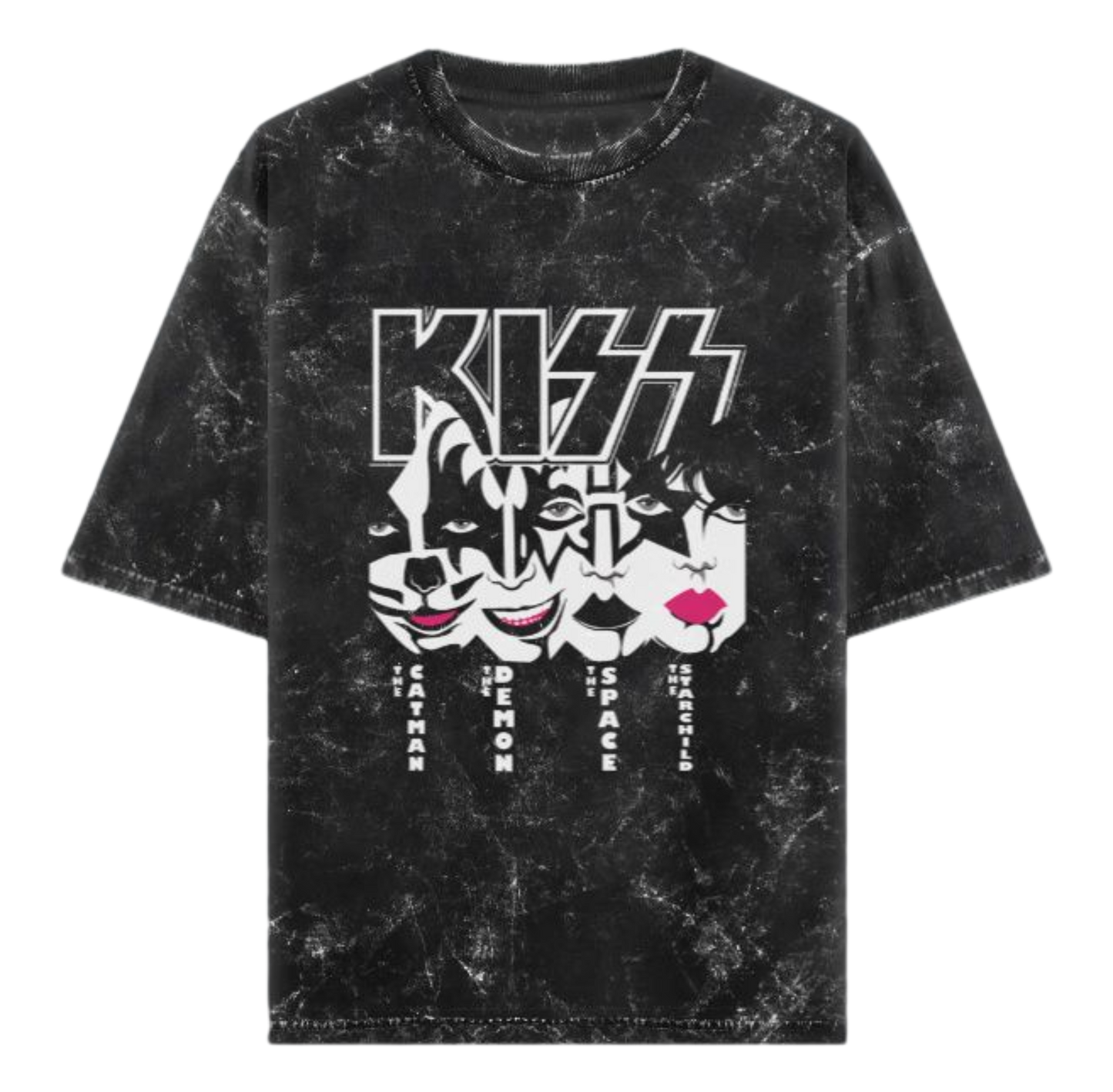 KISS Unisex Acid Washed Oversized Tee