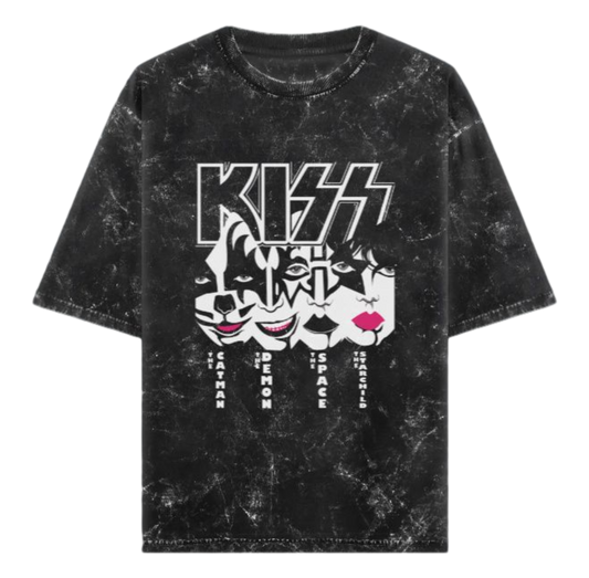 KISS Unisex Acid Washed Oversized Tee
