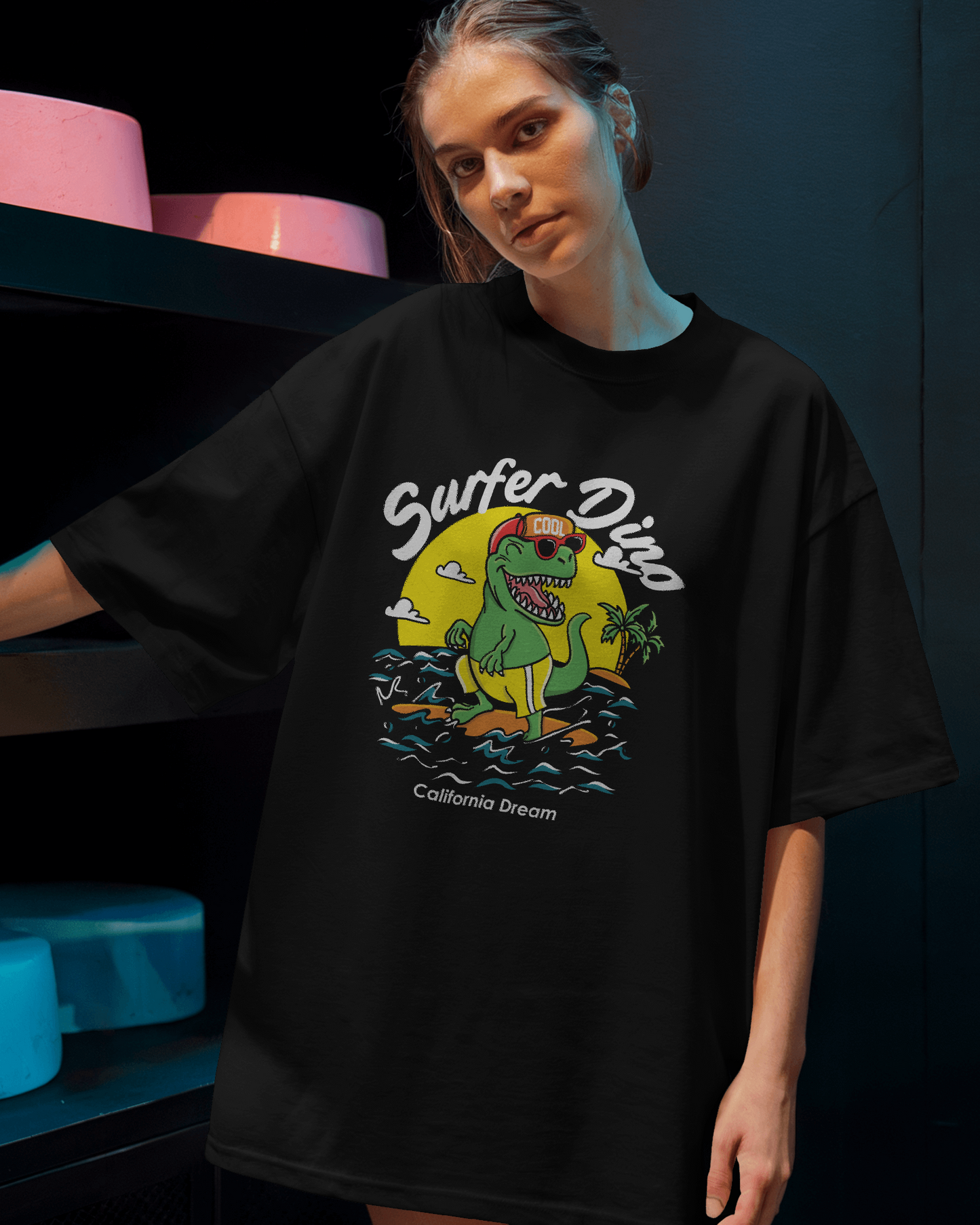 Surfer Dino Oversized T shirt